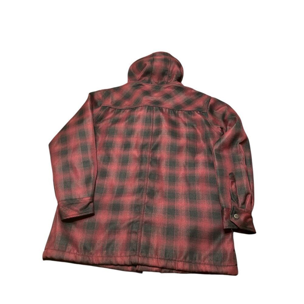 Dickies Red Black Twill Polar Fleece Lined Plaid Hooded Work Jacket Mens M 38/40 - Picture 4 of 7